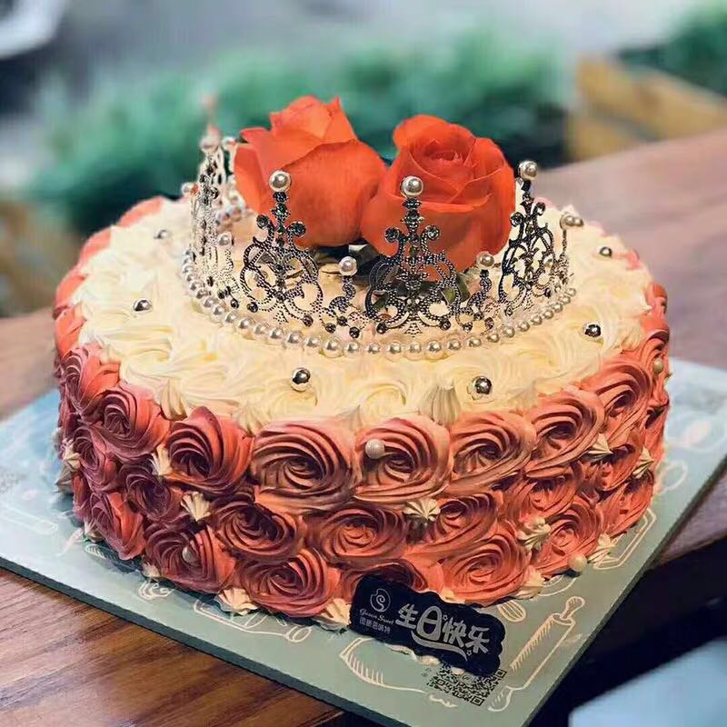 520情人节网红抖音皇冠羽毛生日蛋糕创意私人定制同城全国配送广州