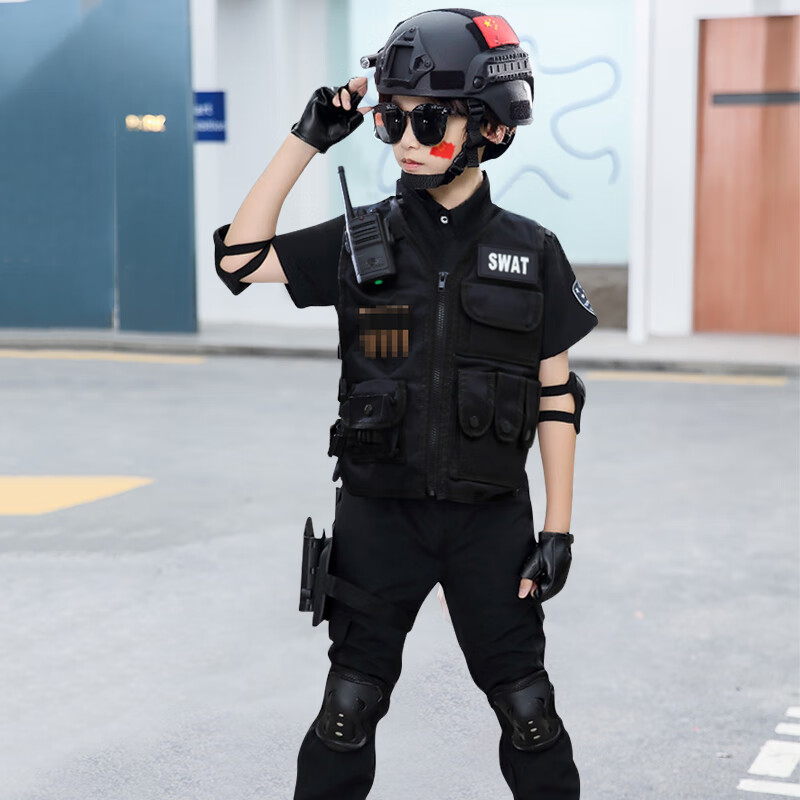 儿童特警迷彩服 冬季加绒加厚军装警察服警装衣服装备全套服装警官服