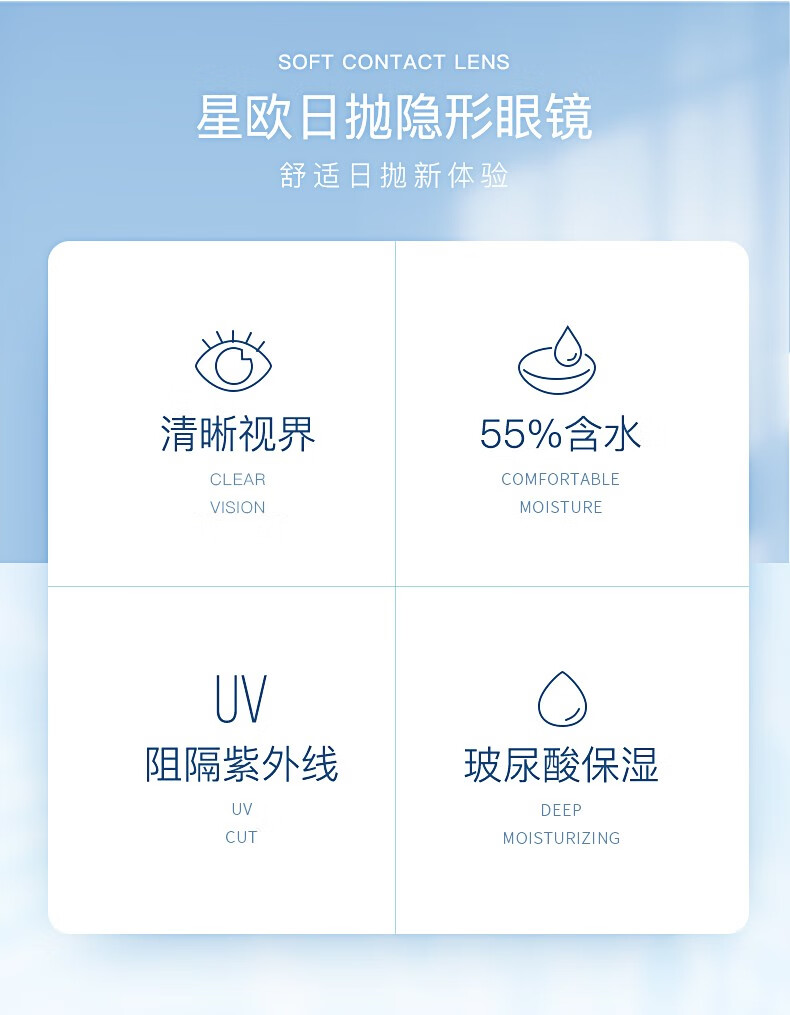 Largan星欧隐形眼镜日抛台湾原装透明近视日抛30片装舒适水润透氧男女玻尿酸保湿透明片100度 图片价格品牌报价 京东