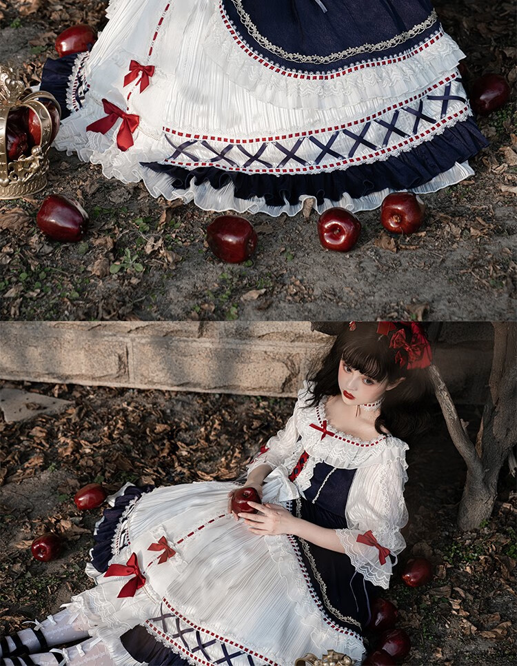 洛丽塔裙子大码在逃公主白雪姬lolita裙茶会夏天童日常花嫁华丽白色op