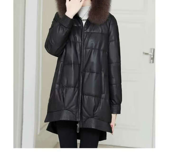 女士皮衣秋冬款真皮海宁绵羊皮皮袄加绒加厚大毛领 黑色 m【图片 价格