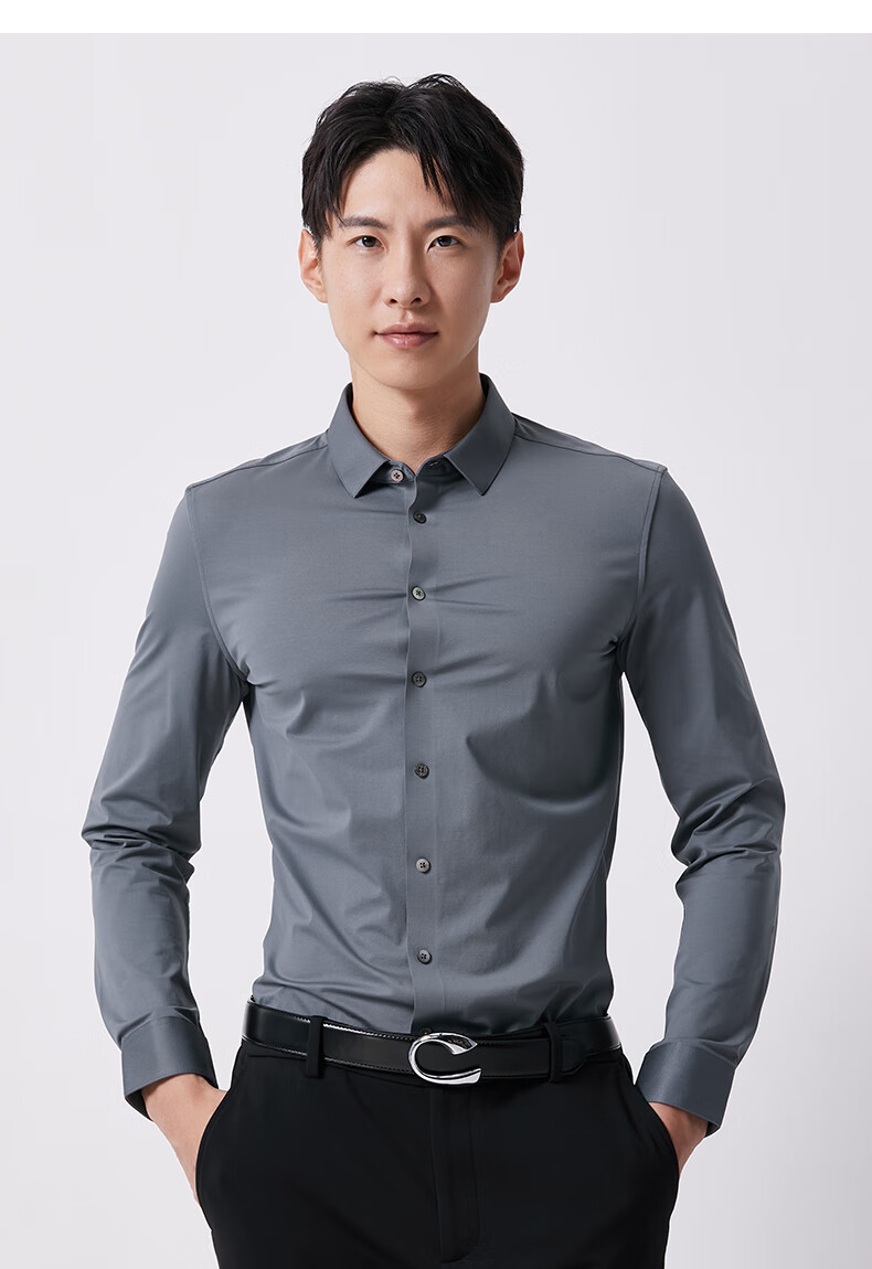 degrezero微奢零度四季款职场商务休闲男士长袖衬衫天然免熨烫白领