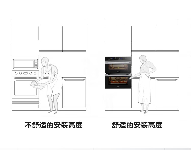 美的midea嵌入式蒸烤箱二合一双腔一体机家用多功能烘焙蒸箱烤箱bs50d