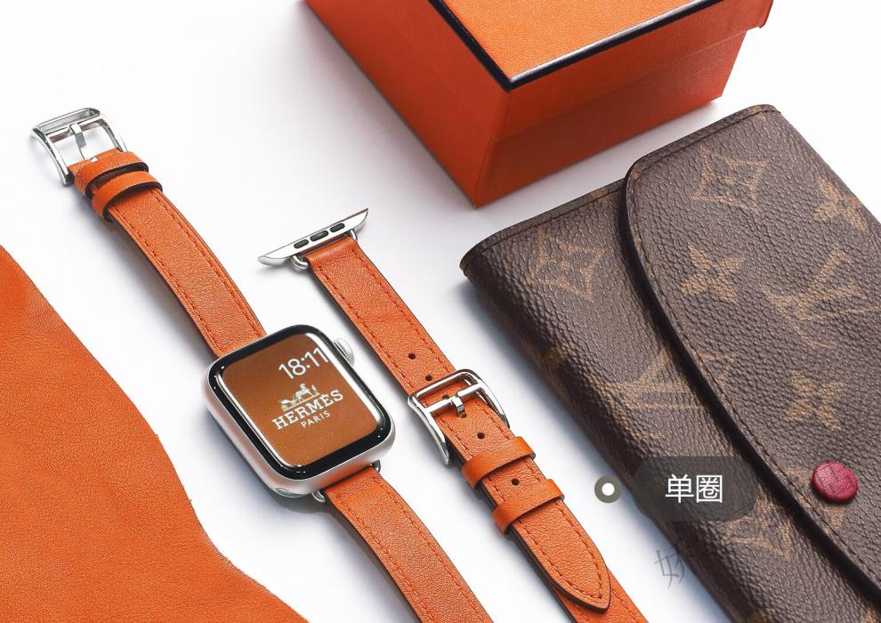 apple 宣人适用iwatch s8苹果爱马仕细双圈表·带apple watch7se65432