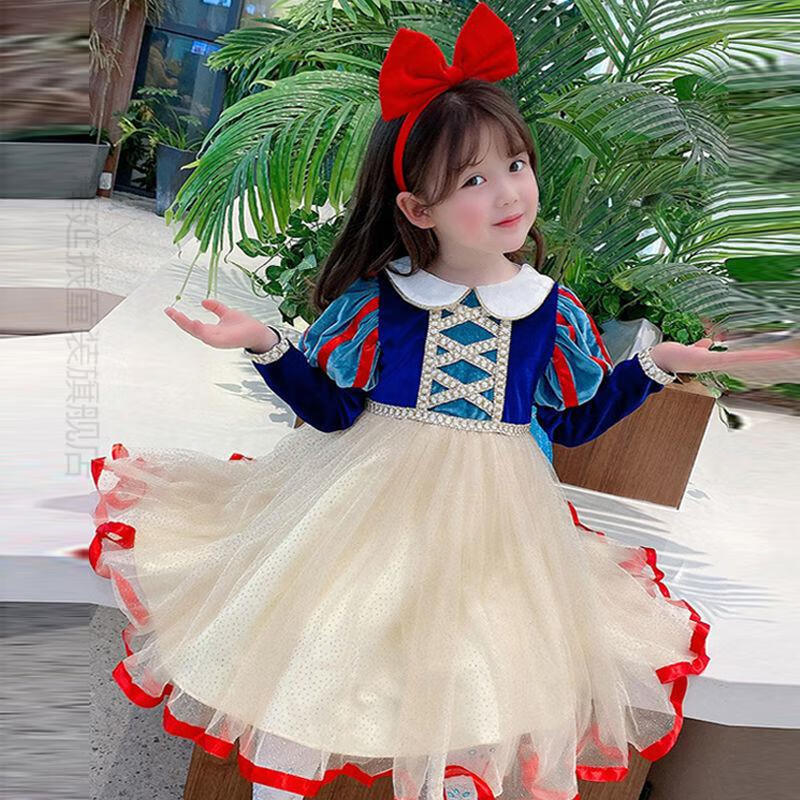 小公主裙儿童白雪公主裙女童秋冬连衣裙小女孩裙子秋季长袖纱裙加绒