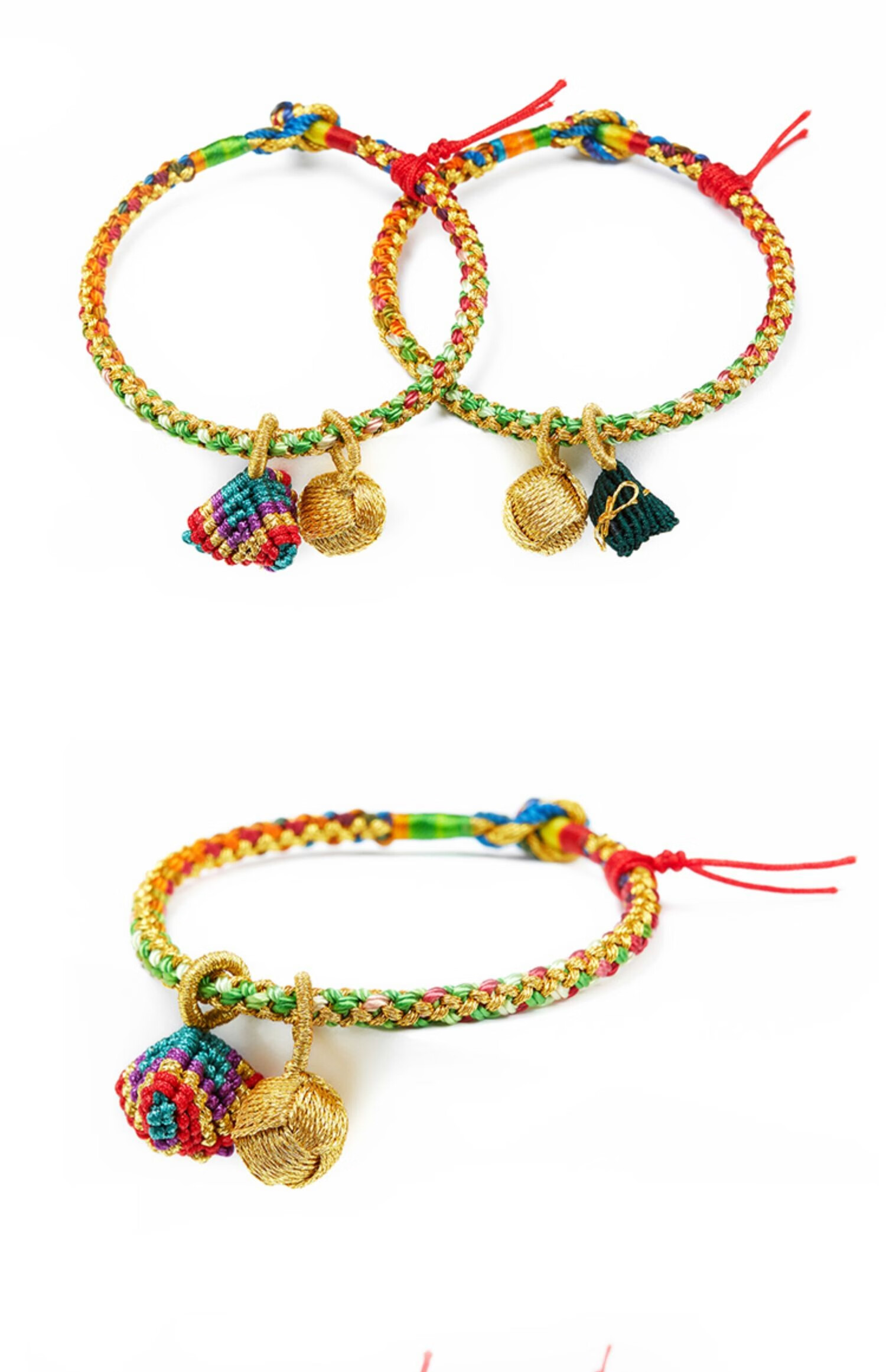 端午节五彩绳红绳手链儿童宝宝小粽子手工编织手绳五色线小粽子女款式