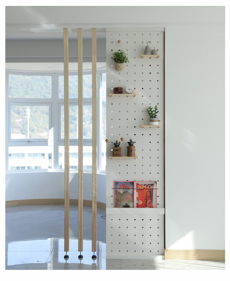 【实木材质】小木の良品屏风隔断北欧客厅装饰遮挡入户玄关日式立柱洞洞板置物架 深度定制 请联系客服
