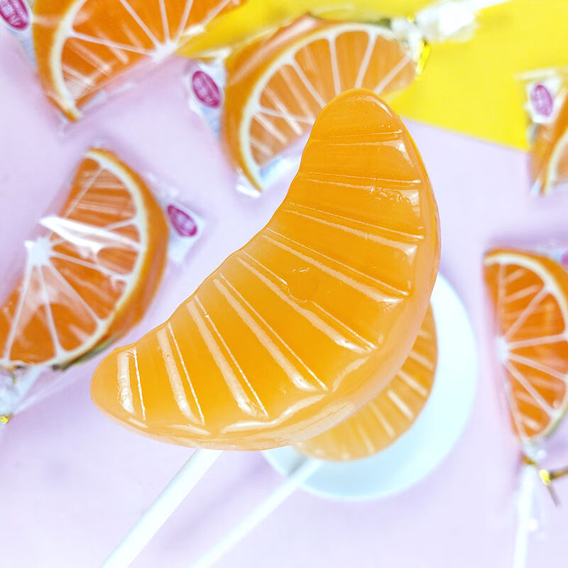 水果味西瓜橘子玉米棒棒糖5100支网红高颜值卡通可爱批发橘子棒棒糖10