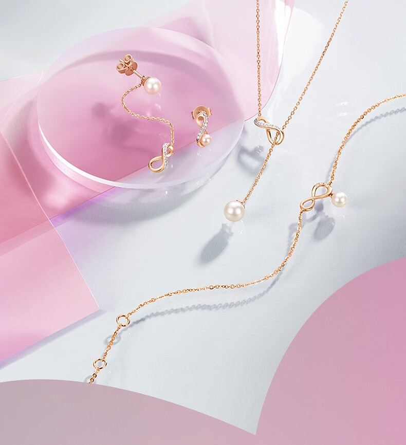 tsl谢瑞麟珍爱无限系列淡水珍珠18k金耳钉单只钻石耳环耳饰bc679bc680