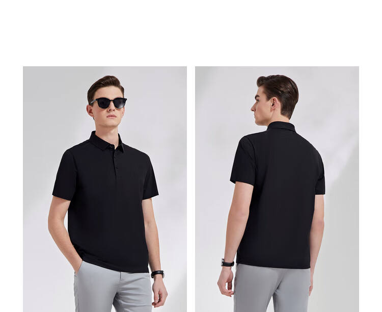 YOUNGOR Men's T-Shirt, Summer Youth Business Casual Short-Sleeve T-Shirt, VSPC533060ACA, Black, S 5