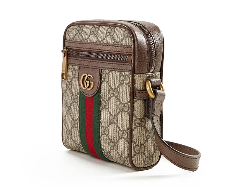 gucci古驰ophidia系列奢侈品男包红绿织带经典gg印花帆布拼皮革单肩包