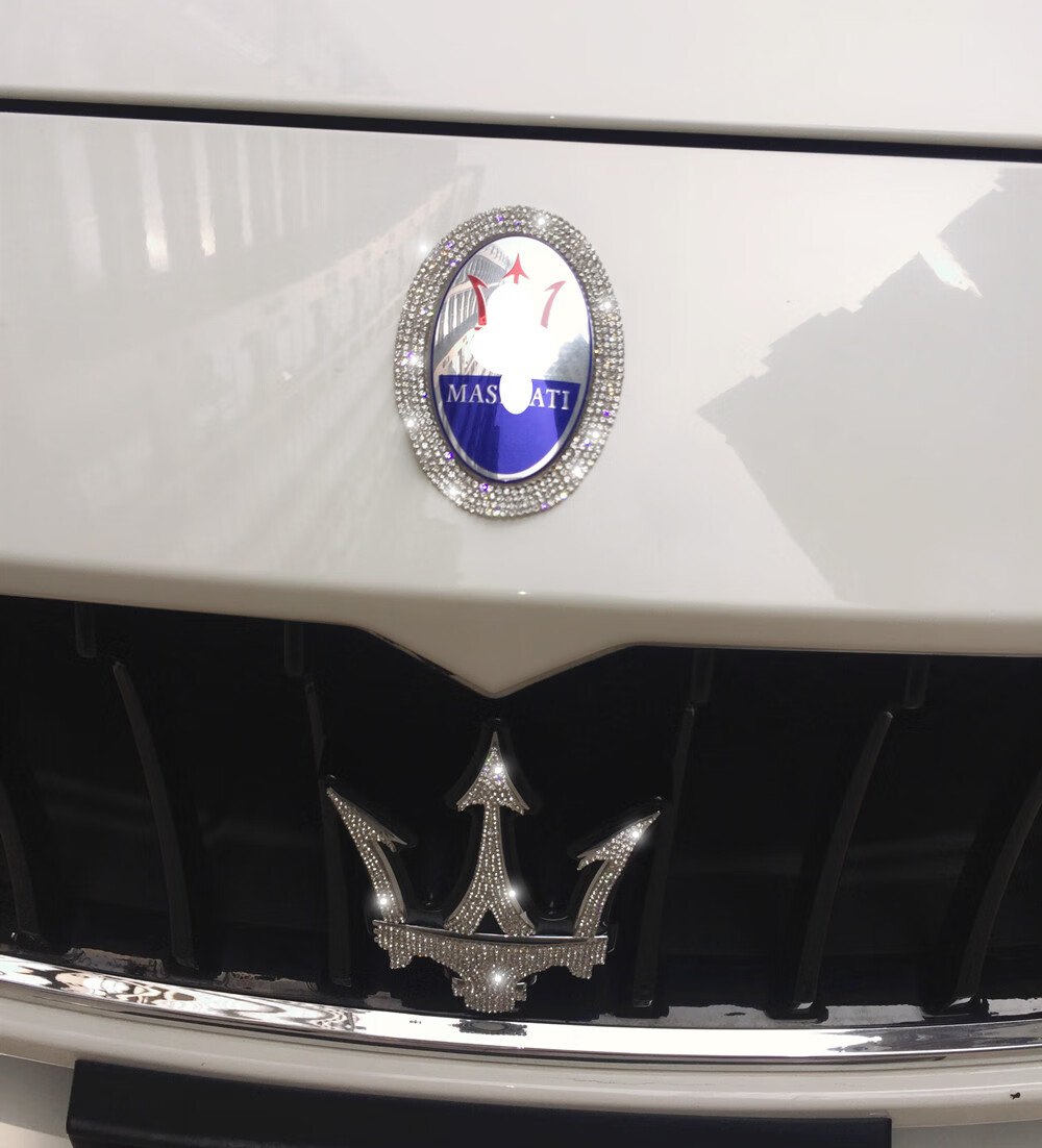 玛莎拉蒂车标贴玛莎拉蒂车标钻石贴总裁ghibli吉博力改装个性装饰车贴