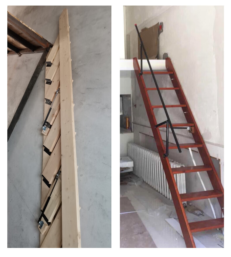 隐形靠墙折叠阁楼楼梯家用爬梯架梯多功能伸缩折叠实木梯复式别墅可