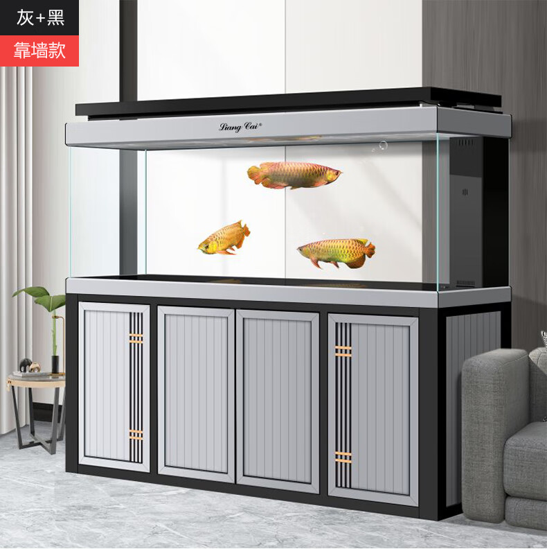 lianca生态底滤龙彩直角溢流龙鱼缸中式客厅中大型超白玻璃水族箱四角