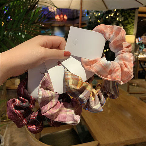 猪大肠头绳ins森系扎头发韩版少女发饰大肠发圈格子sn2081 星野 雪松