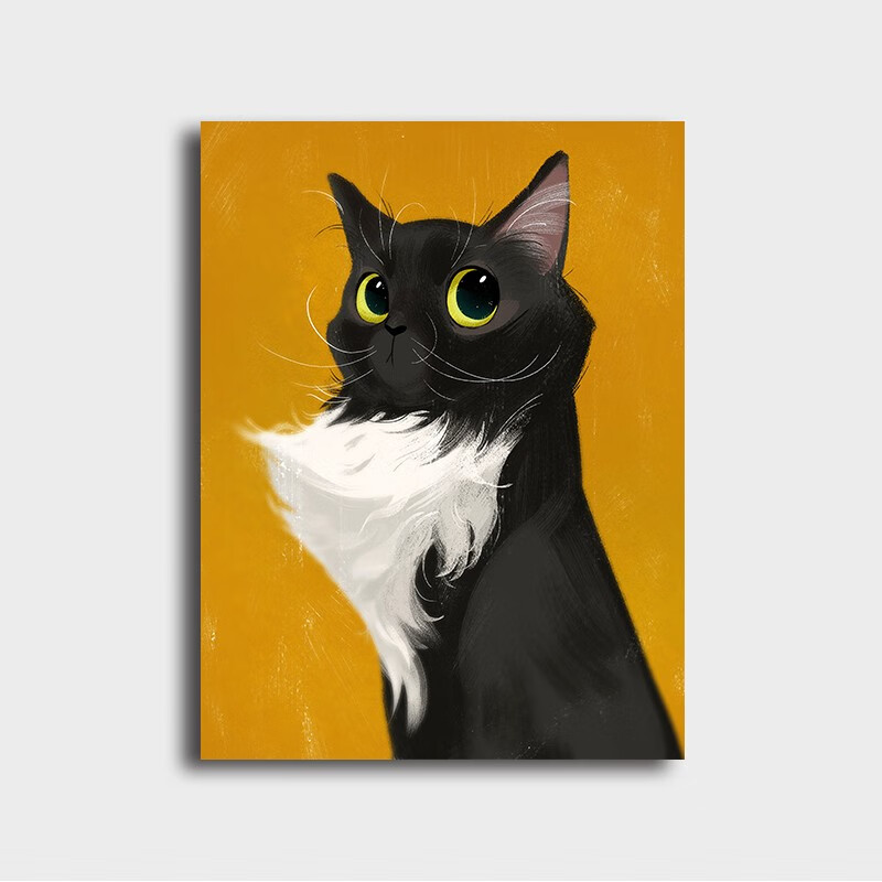 油画diy卡通动物宝贝宠物猫狗系列手工填色减压油彩画现代简约装饰画