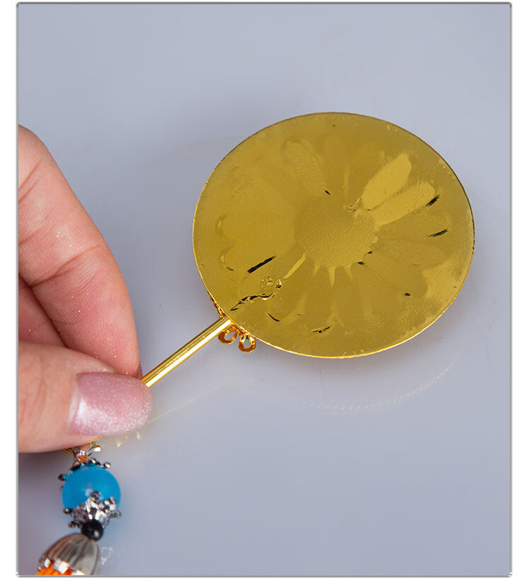 九尾胡先法器合金牡丹扇子灵仙武器小配件道家神像扇子法器 12寸a款