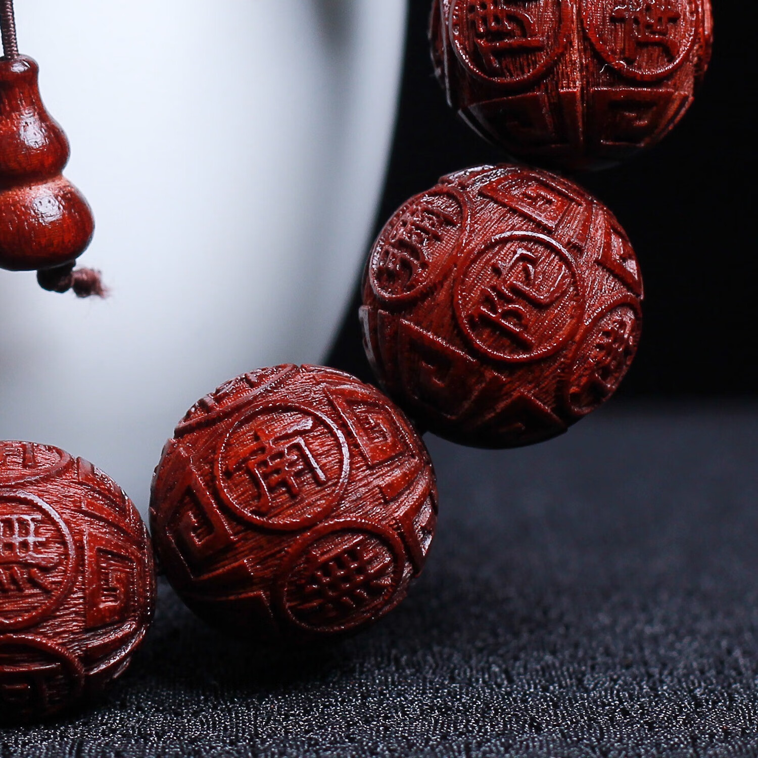 非洲小叶紫檀木雕刻阿弥陀佛葫芦手串文玩饰品手工小孔红木工艺品 血