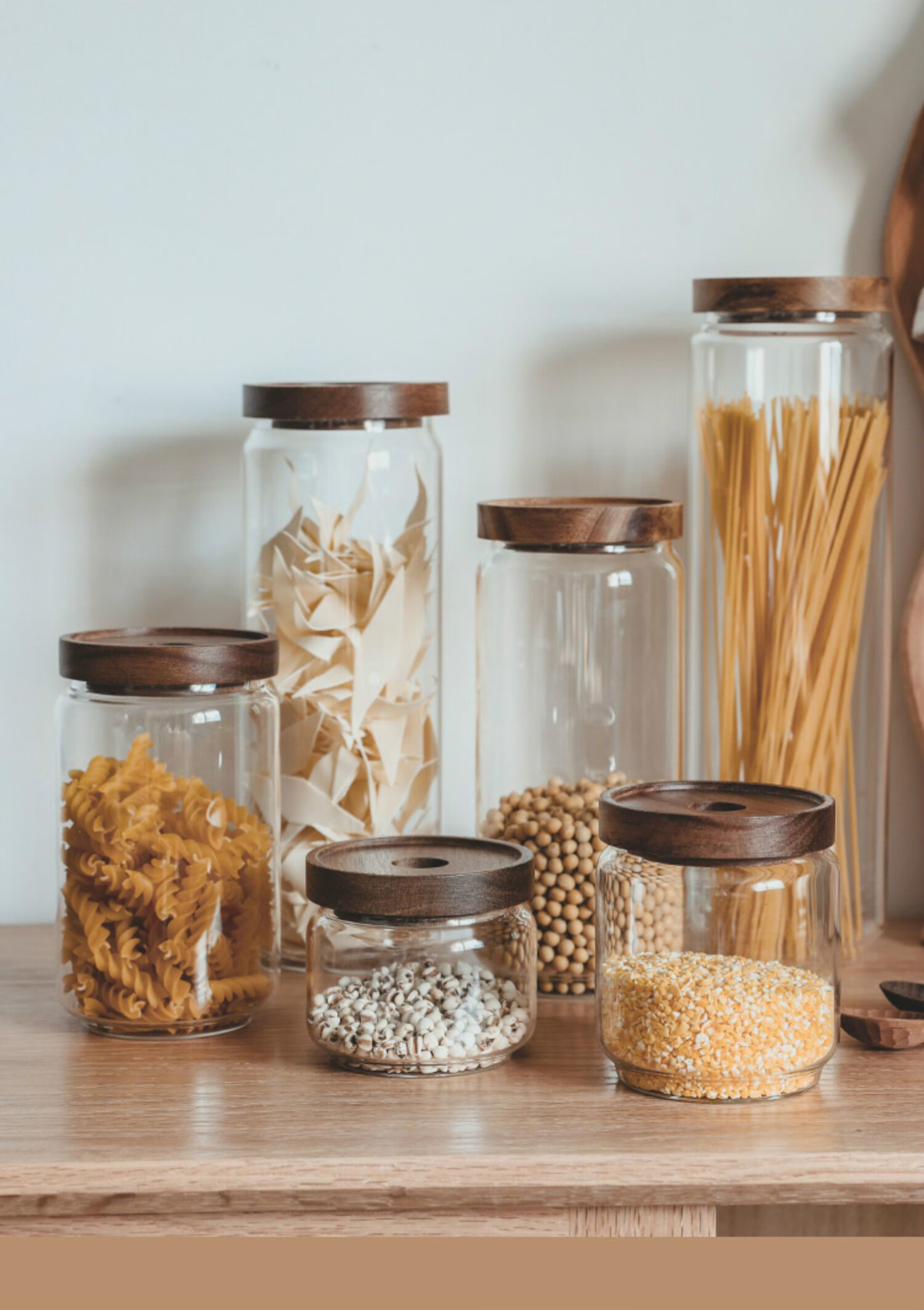 咖啡豆密封罐玻璃瓶储物罐相思木带盖五谷杂粮茶叶收纳罐 相思木盖