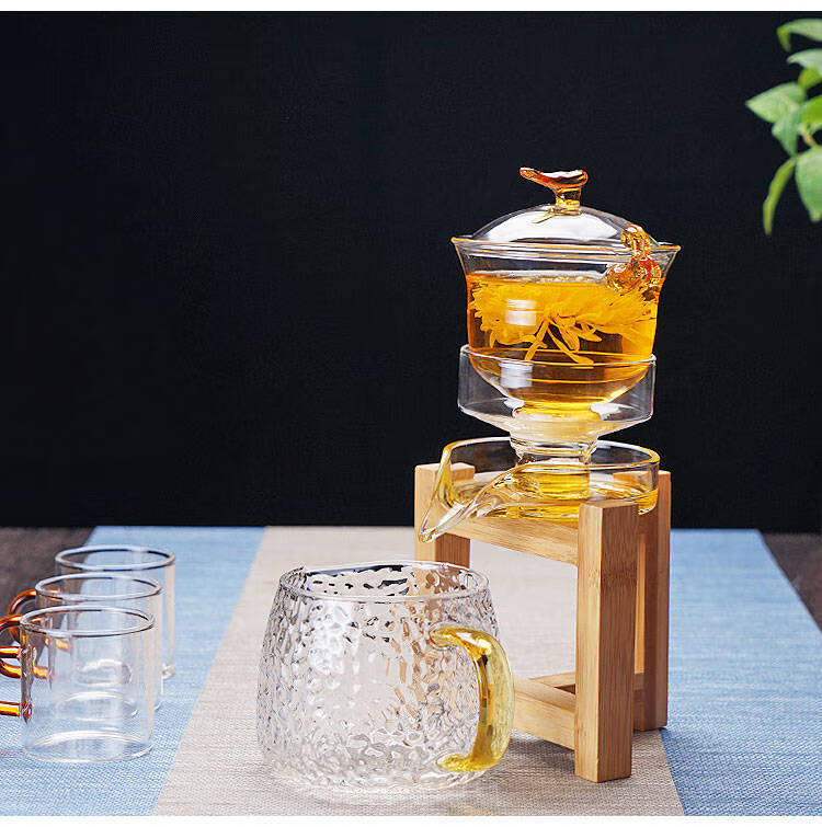 懒人半全自动茶具套装时来运转功夫茶壶家用玻璃茶杯简约现代 玻璃