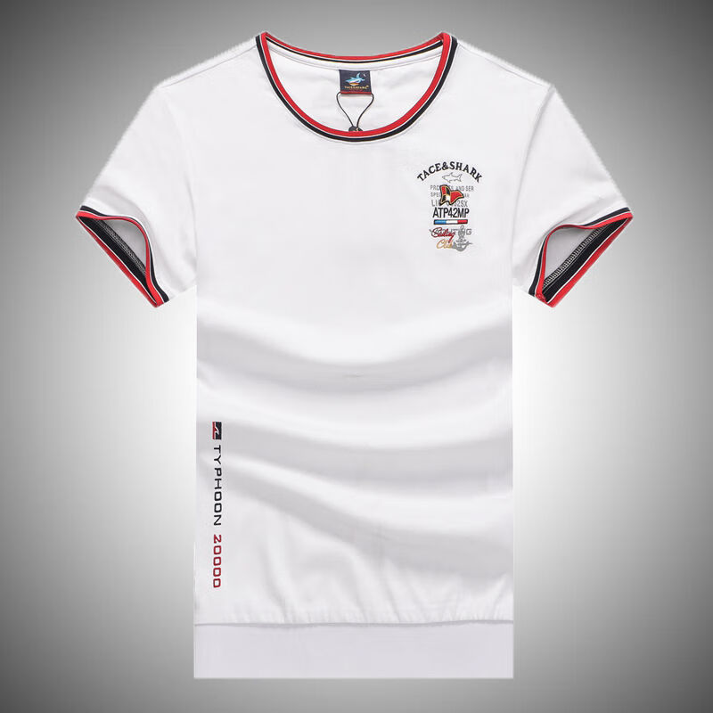 意大利鲨鱼服饰男装丅恤大码丝光棉男士圆领短袖t恤男纯棉潮流衣服中