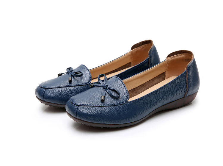 轩仕奇时尚新品春夏秋软皮平底单鞋女妈妈鞋软底豆豆鞋中年女鞋防滑