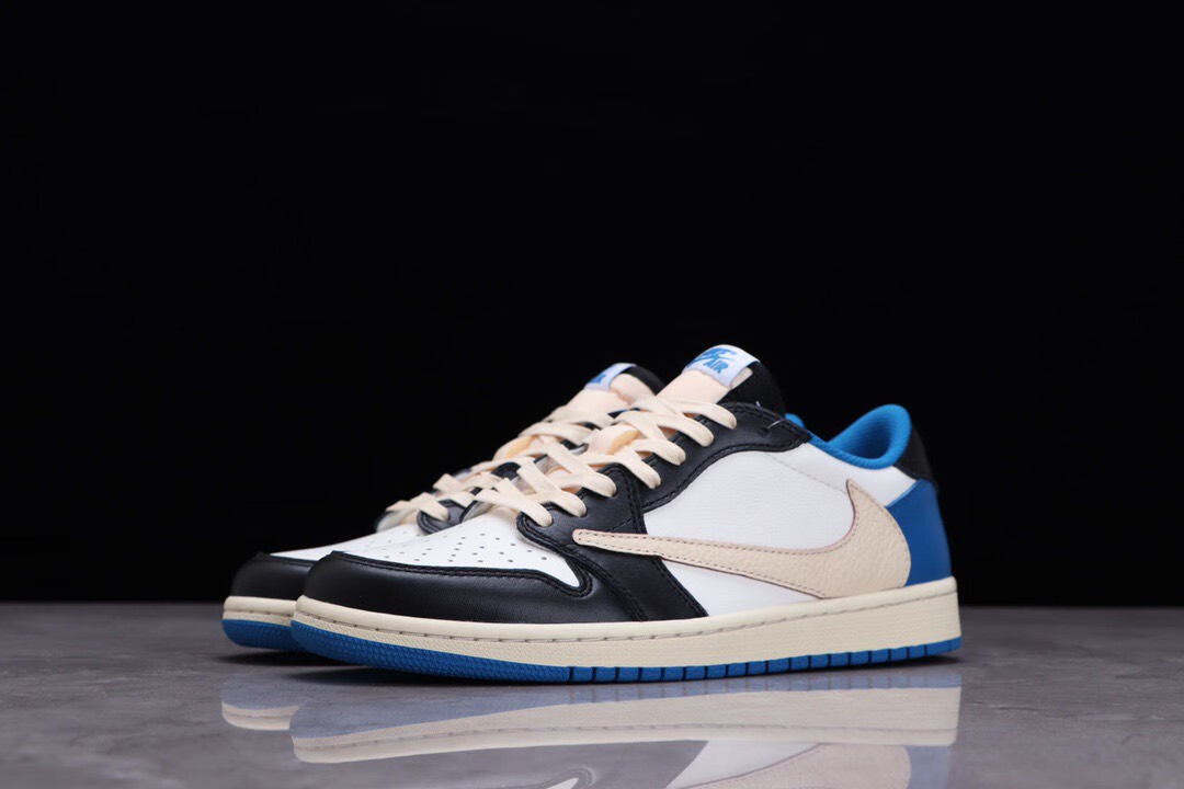 【纯原版】travisscottxlow脸ts藤原浩倒钩低帮篮球鞋白蓝黑dm7866-1