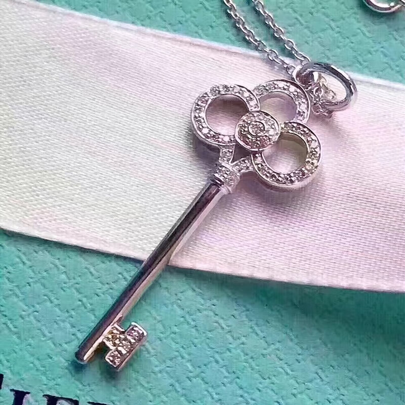 蒂芙尼tiffanyx26co18k白金黄金玫瑰金皇冠钥匙镶嵌钻石钥匙项链钥匙