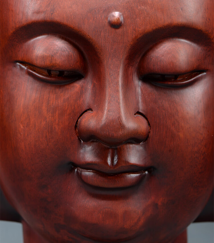 正宗府红檀木雕佛头摆件客厅中式禅意释迦摩尼佛首风水摆设工艺品红檀