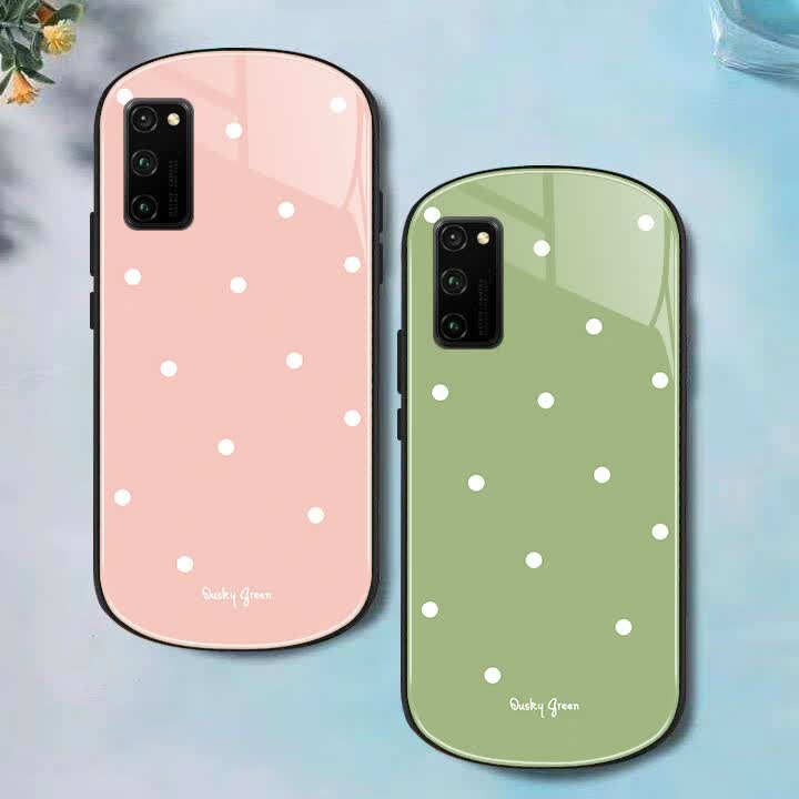 华为荣耀v30手机壳honorv30玻璃镜面椭圆弧形卡通女网红可爱防摔