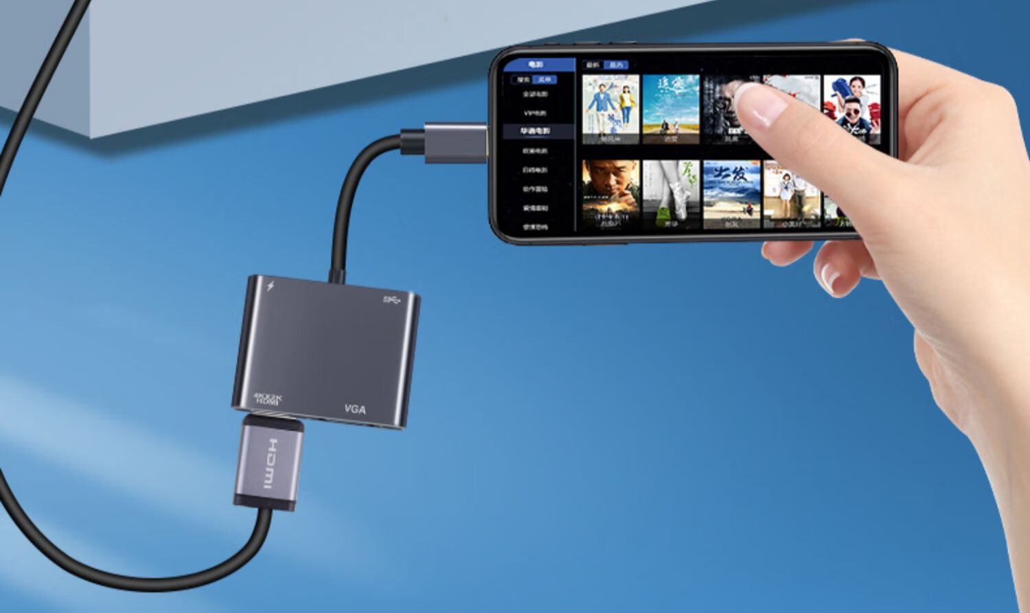 yngfn type-c转dmi拓展坞电脑投影仪转换器手机连接usb显示器vga转接