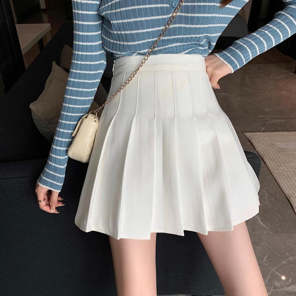 春天下半身短裙女夏季a字显瘦短裙小个子jk制服春秋大码白色半身裙子