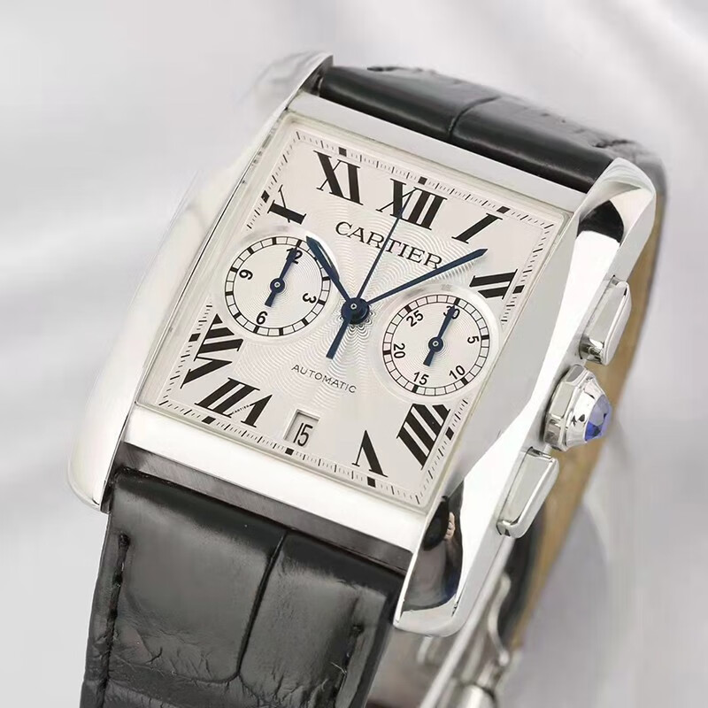 二手95新卡地亚手表坦克系列自动机械男表计时日期显示男士商务二手