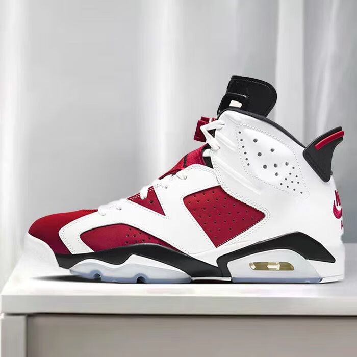 aj6胭脂红黑红手稿燧石耐磨男女同款休闲百搭运动气垫鞋 aj6黑红 38