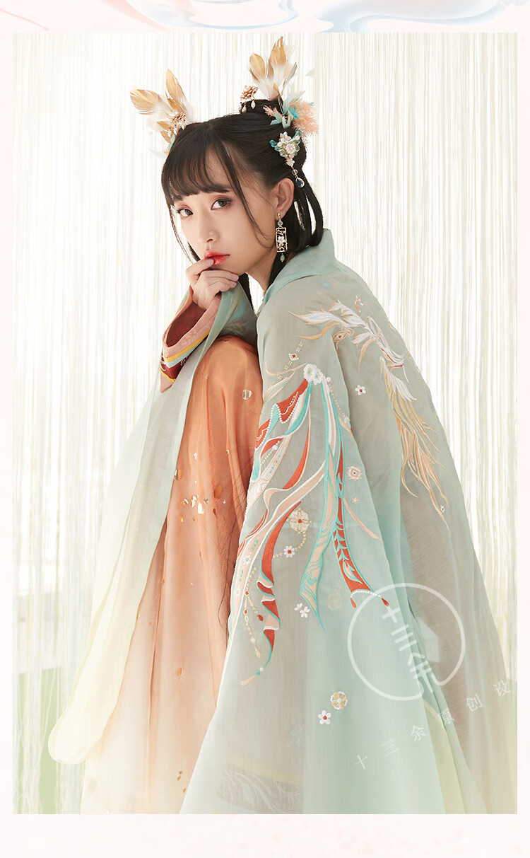 十三余小豆蔻儿碧落青鸾重工刺绣大袖衫绣花汉服外套女装大袖衫单件