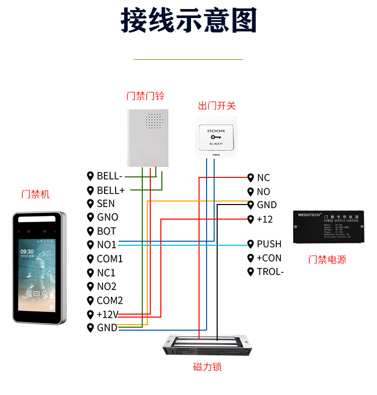 人脸门禁一体机接线图图片