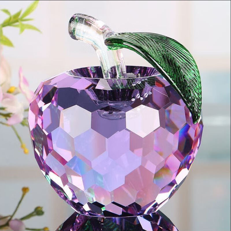 水晶苹果生日礼物平安果教师节礼品工艺品摆件创意家居装饰品紫色苹果