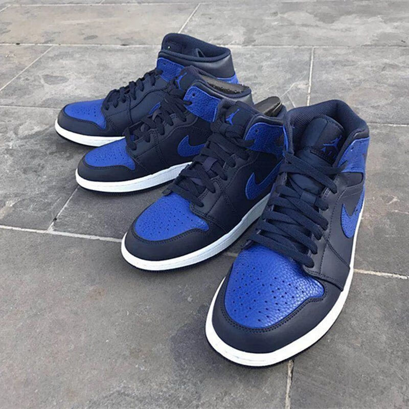 air 乔 1 mid aj1 中帮 皇家蓝 黑蓝 554724-412sn7596 黑蓝 554724