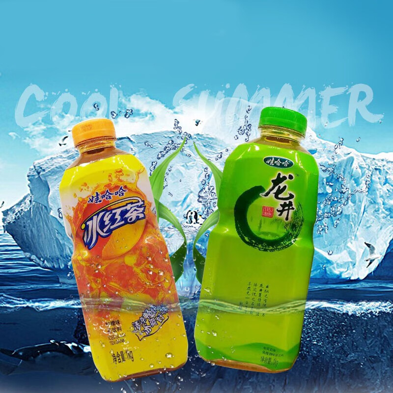 娃哈哈水果绿茶冰红茶龙井绿茶冰糖雪梨鲜果橙水蜜桃1l8瓶清凉一夏冰