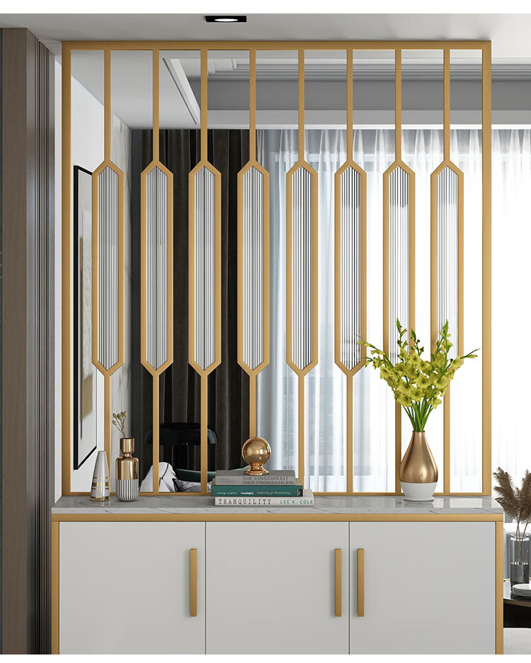 轻奢玄关柜进门鞋柜一体式入户客厅门厅装饰隔断屏风铁艺简约现代带