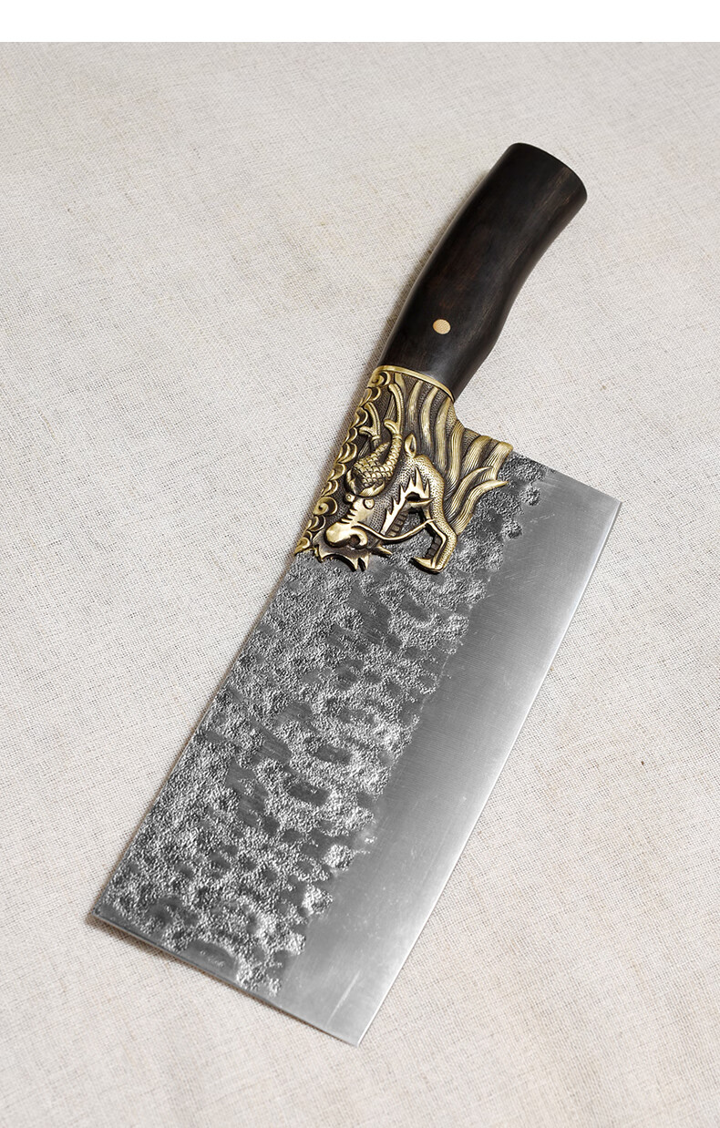 龙泉拙匠菜刀传统手工锻打龙头锤纹飞龙菜刀腾龙厨师刀厨房不锈钢家用