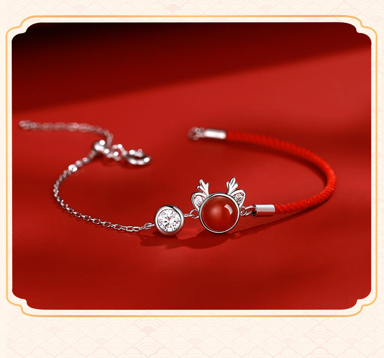 月石缘鸿鹿赐瑞手链一鹿有你鹿手链圣诞礼物红绳手绳女闺蜜款手饰情侣