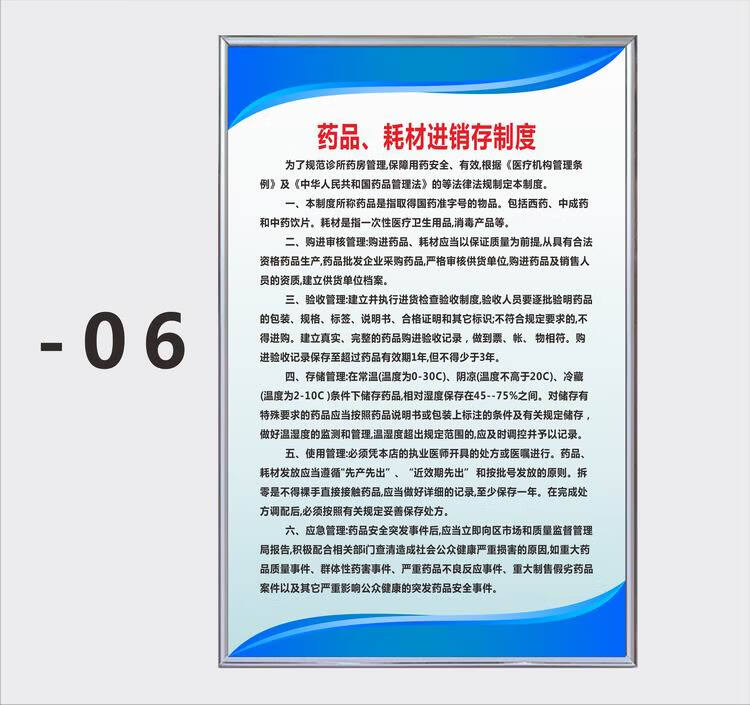 医保医师五不准规章 kt板全新料制作适合长期 kt板包银边(一套6张) 40