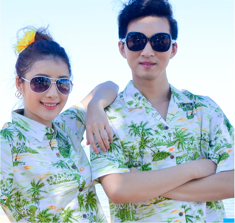 海南岛服威夷男大码沙滩服情侣套装印花女宽松新款3号白太阳男款s美码