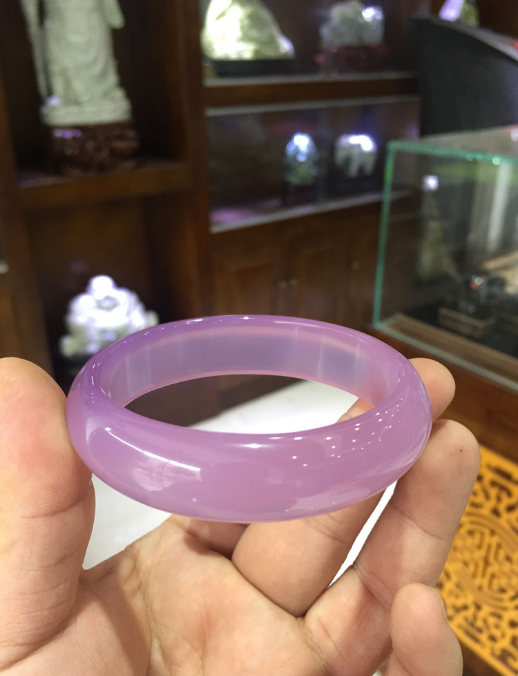 天然冰花芙蓉玉手镯 少女细条圆镯 玉髓玛瑙玉石镯子西安蓝田玉镯子