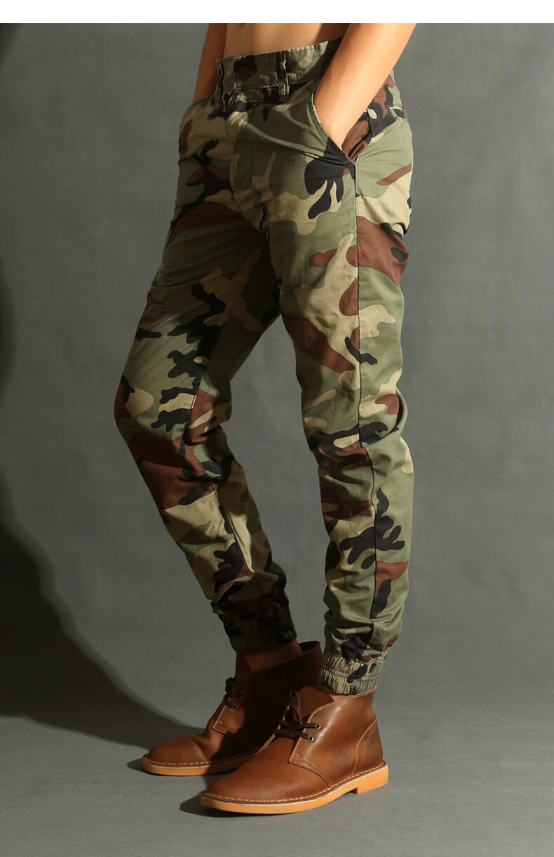 akarmy男装工装裤男迷彩长裤休闲束脚裤男士百搭修身小脚裤城市迷彩