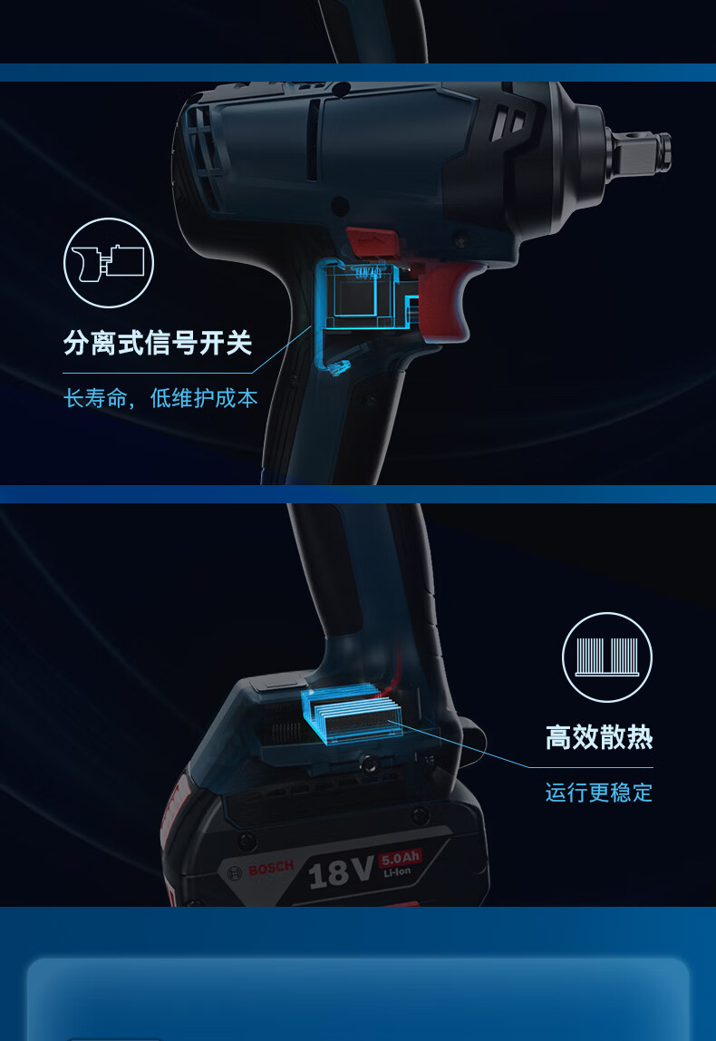 博世bosch無刷電動扳手gds18v400衝擊扳手汽車風炮博士電動工具400牛