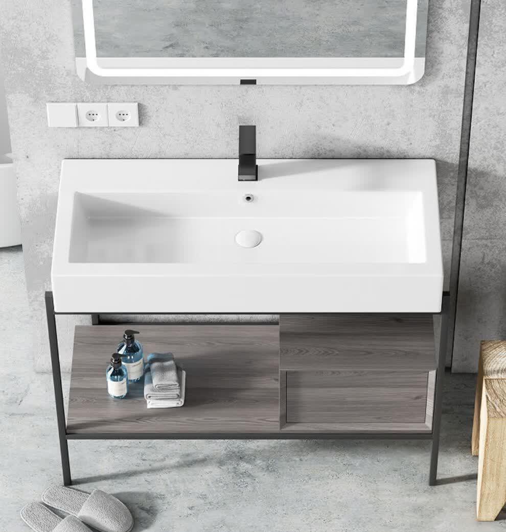 sanmom卫浴长方形台上盆陶瓷洗脸盆卫生间洗面盆阳台洗手盆中式洗漱池