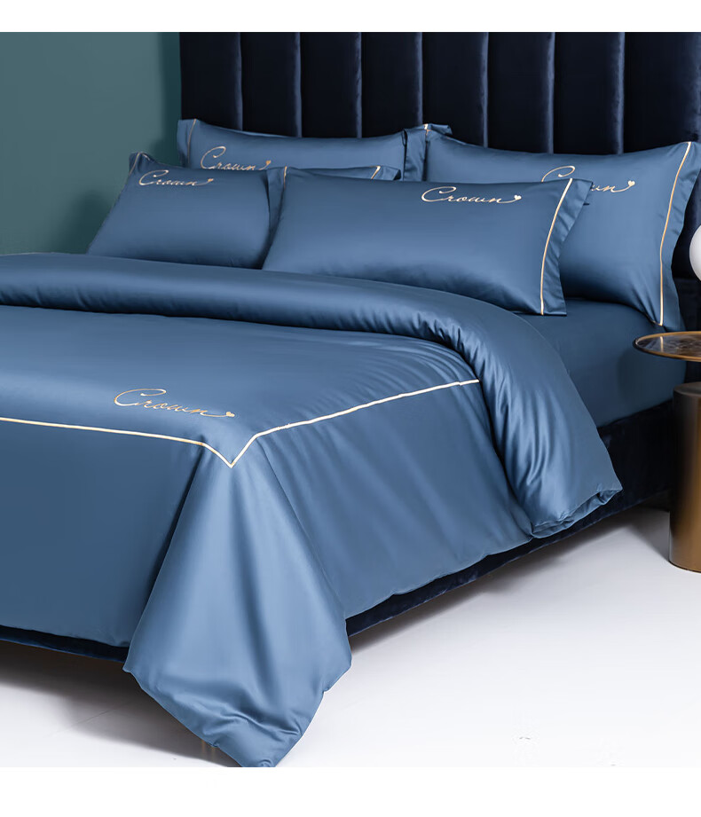 老人头(larento) 家纺 a类100支长绒棉刺绣四件套 全棉刺绣被套纯棉