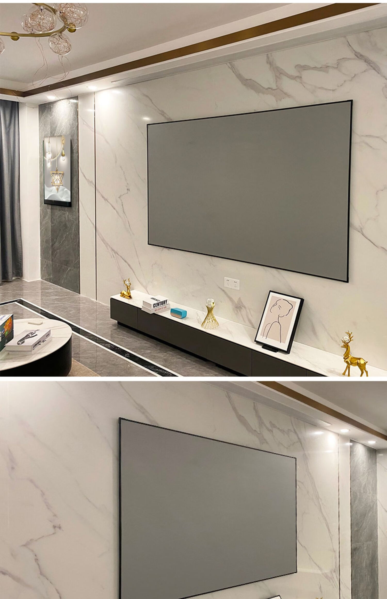 ayaley 竹者碳晶抗光投影仪幕布画框屏幕100英寸家用客厅壁挂激光电视